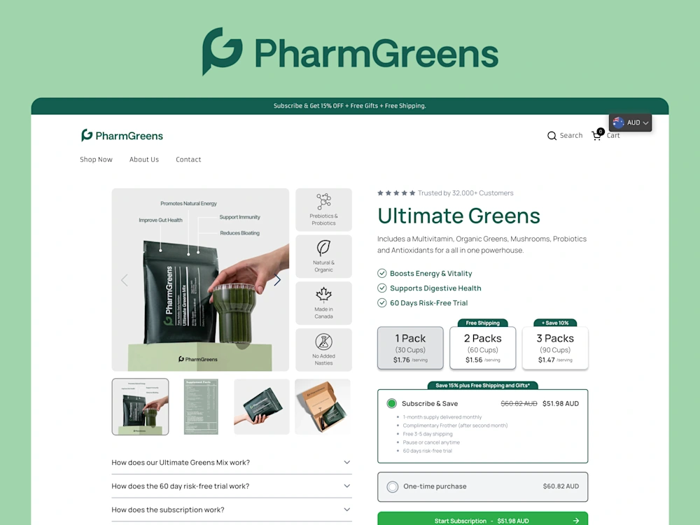 PharmGreens product detail page redesign