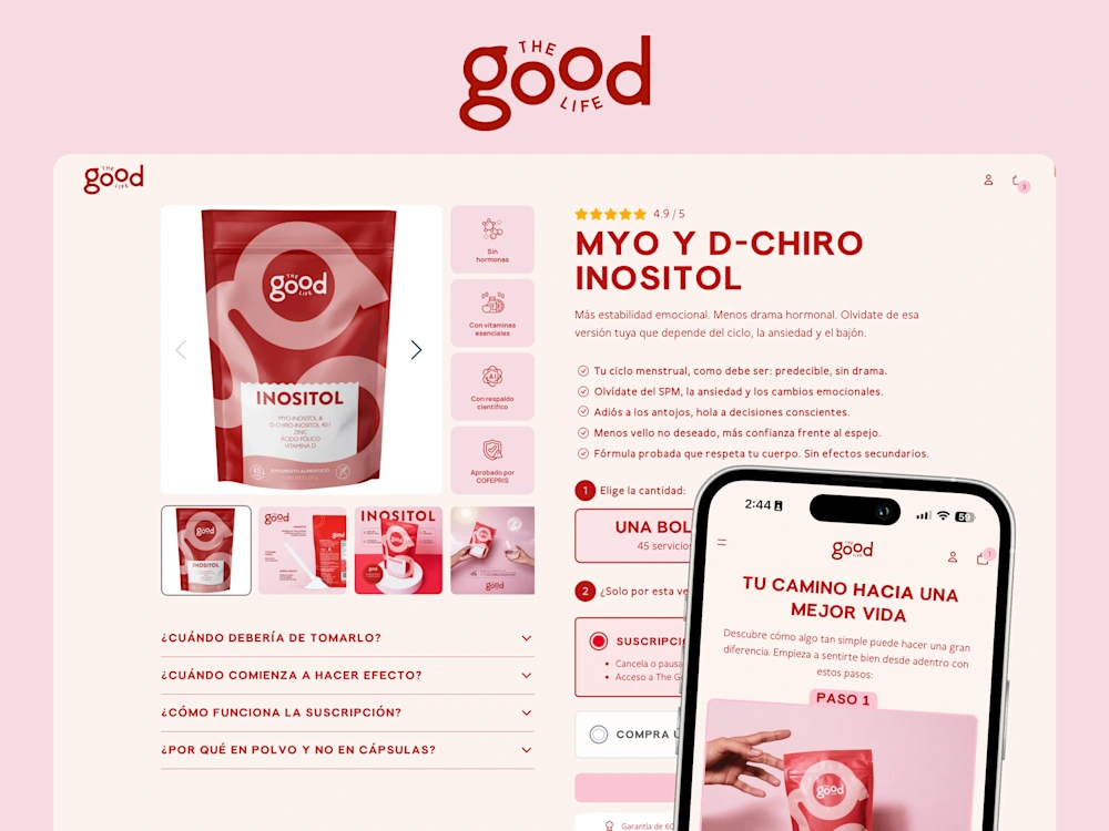 The Good Life product detail page design
